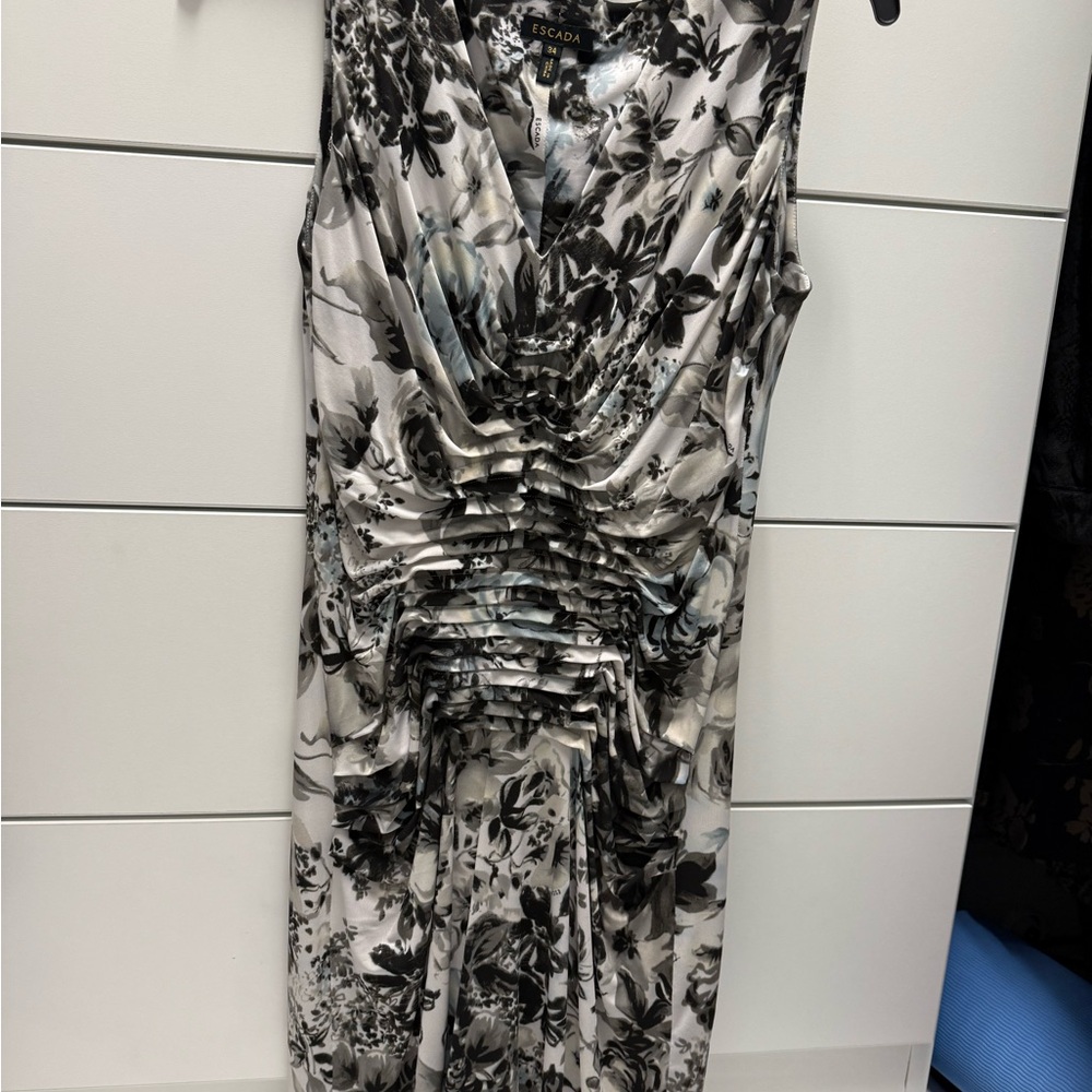 Escada Black and White Floral Dress
